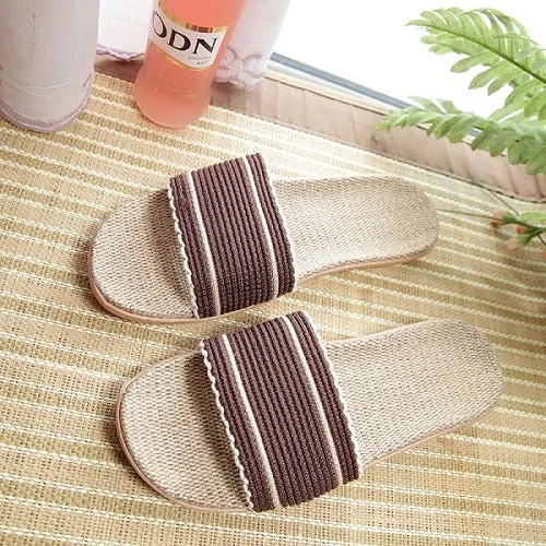 2017Spring Summer Indoor Slipper Linen Home Shoes Women Men Lovers Flat Shoes Hemp Sweat-absorbent Breathable Soft Floor Slipper