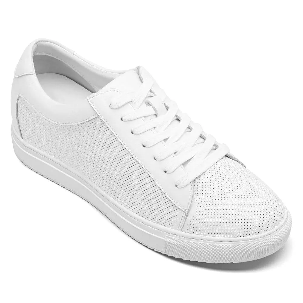 7 CM / 2.76 Inches  - CMR CHAMARIPA White Sneakers That Make You Taller - Height Increasing Sneakers - Breathable Leather Casual Men's Sneakers