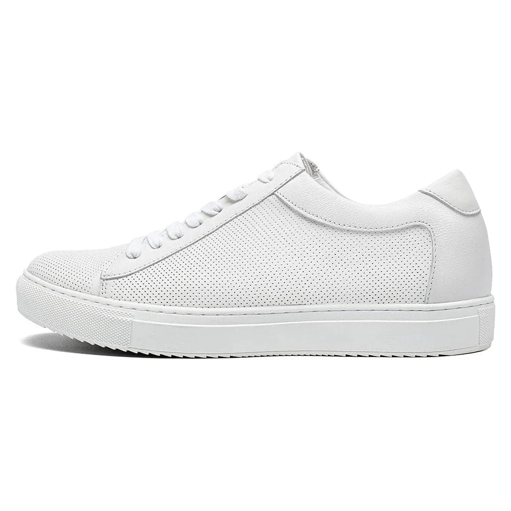 7 CM / 2.76 Inches  - CMR CHAMARIPA White Sneakers That Make You Taller - Height Increasing Sneakers - Breathable Leather Casual Men's Sneakers