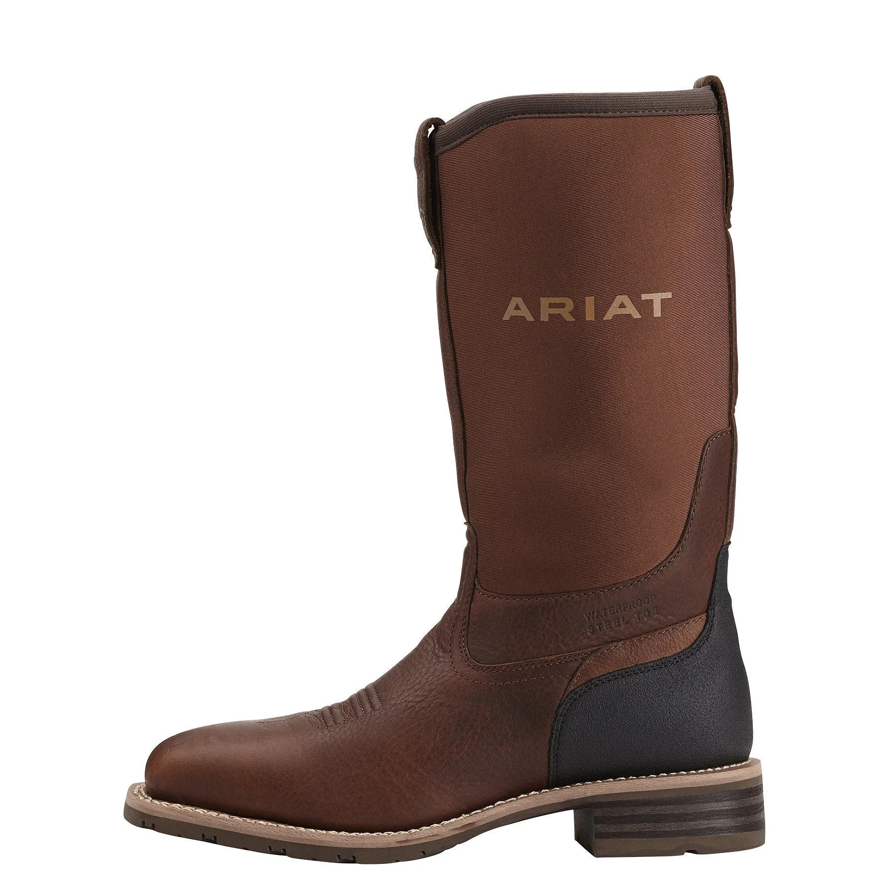 Ariat Mens Hybrid All Weather Waterproof Steel Toe Work Boot Oiled Brown