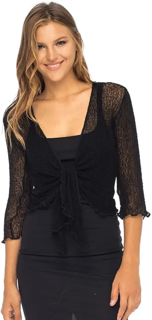 Back From Bali Womens Sheer Shrug Cardigan Lightweight Knit