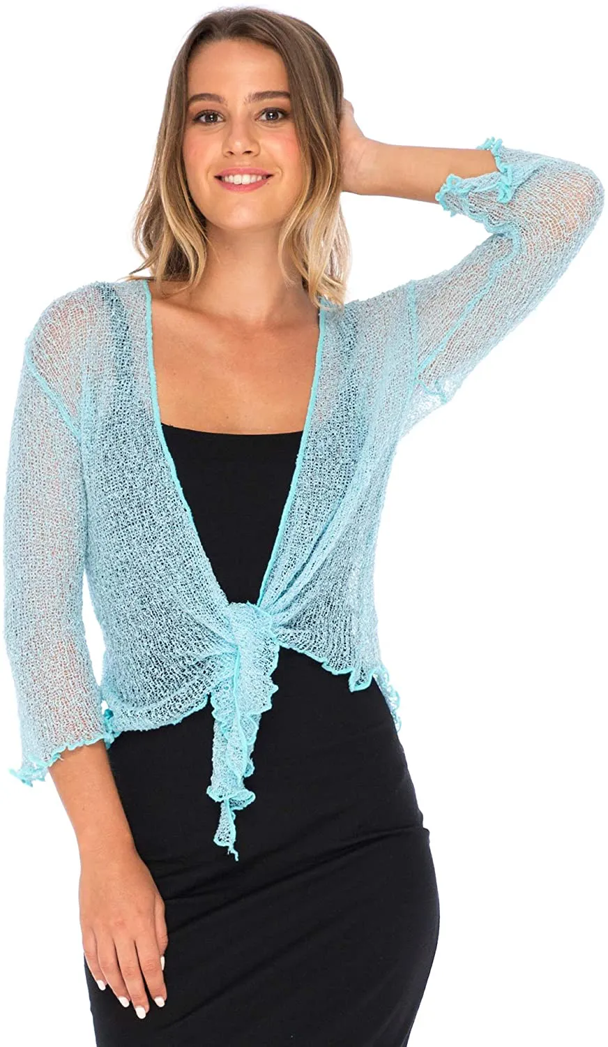 Back From Bali Womens Sheer Shrug Cardigan Lightweight Knit