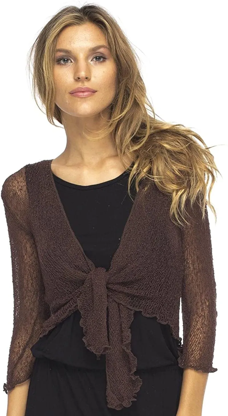 Back From Bali Womens Sheer Shrug Cardigan Lightweight Knit