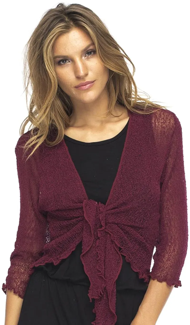 Back From Bali Womens Sheer Shrug Cardigan Lightweight Knit