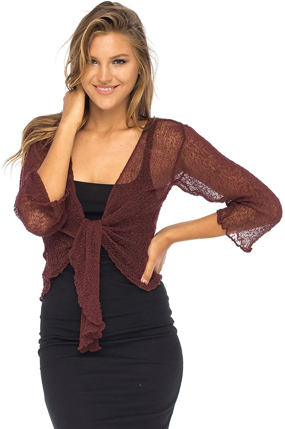 Back From Bali Womens Sheer Shrug Cardigan Lightweight Knit