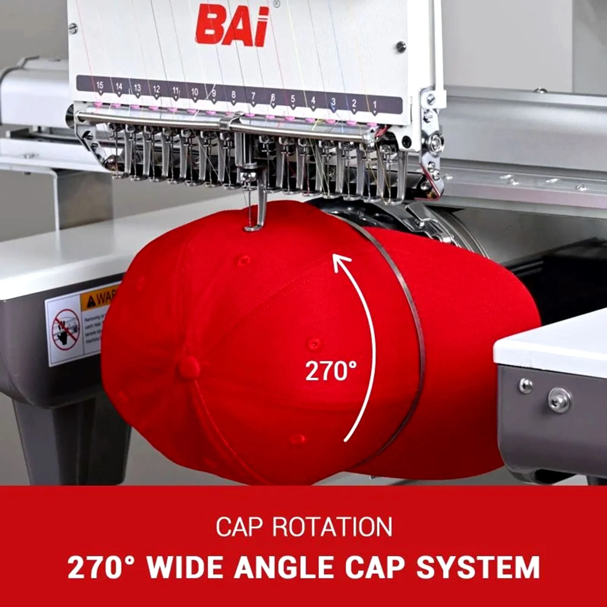 BAi VISION 15 Needle Commercial Embroidery Machine with Mighty Hoop Bundle