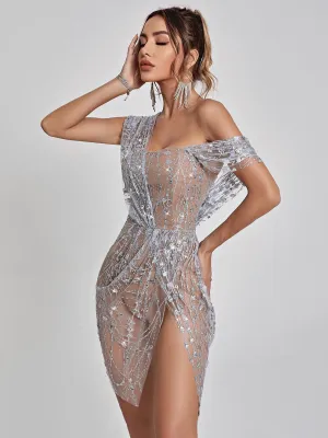 Bailee Split Sequin Mini Dress