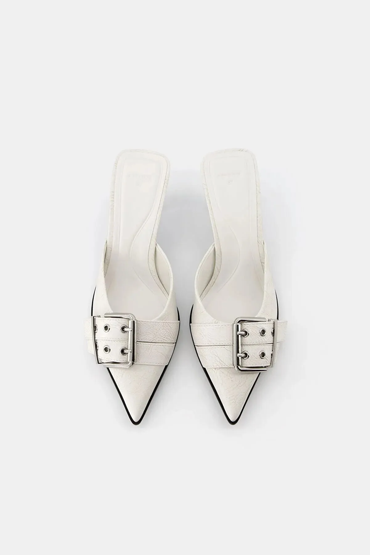 Bershka Open-Back Shoes With Short Pointed And Buckle Heels