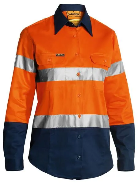 Bisley Women's Taped Hi Vis Drill Shirt - Long Sleeve (BLT6456)