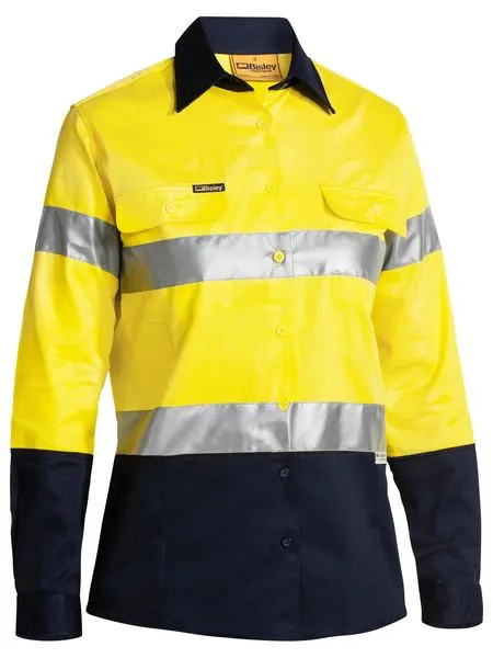 Bisley Women's Taped Hi Vis Drill Shirt - Long Sleeve (BLT6456)