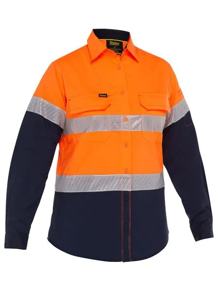 Bisley Women's X Airflow™ Hi Vis Taped Stretch Ripstop Shirt (BL6491T)