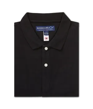 Black Pique Knit Short Sleeve Polo with Magnetic Closures