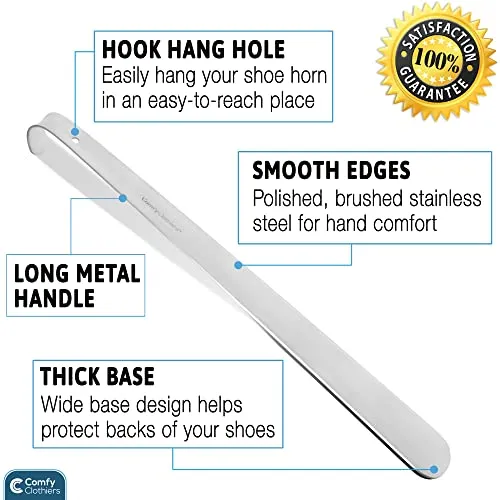 Comfy Clothiers Perfect Metal Shoe Horn Handle Multifunctional Stainless Steel