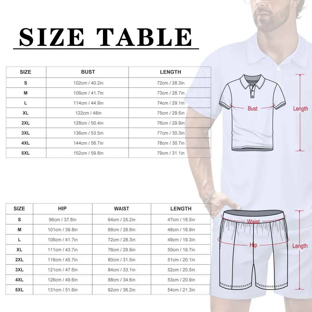 Custom Face American Flag Style Men's Polo Shirt and Shorts Set 2 Piece Summer Outfits Fashion Tracksuit Set