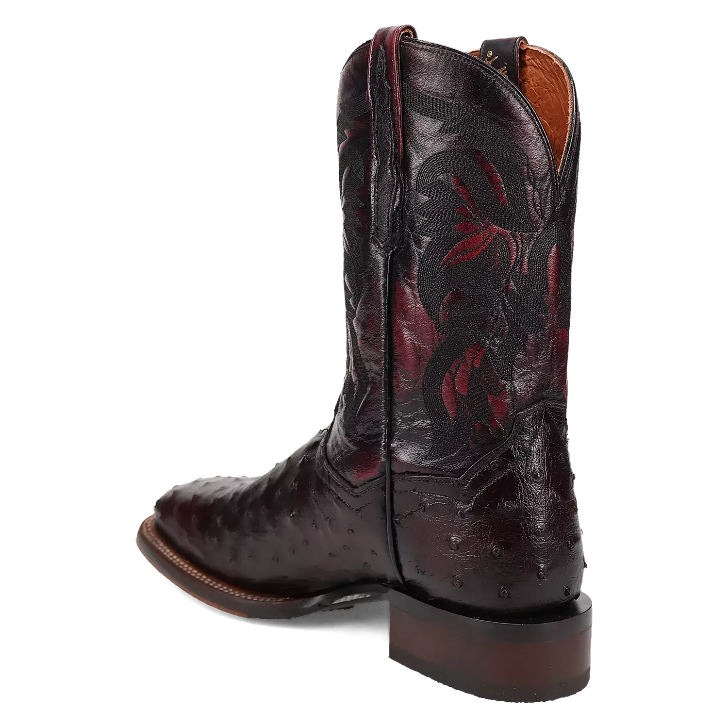 Dan Post Alamosa (Black Cherry)  - Men's Ostrich Skin Leather Cowboy Boots