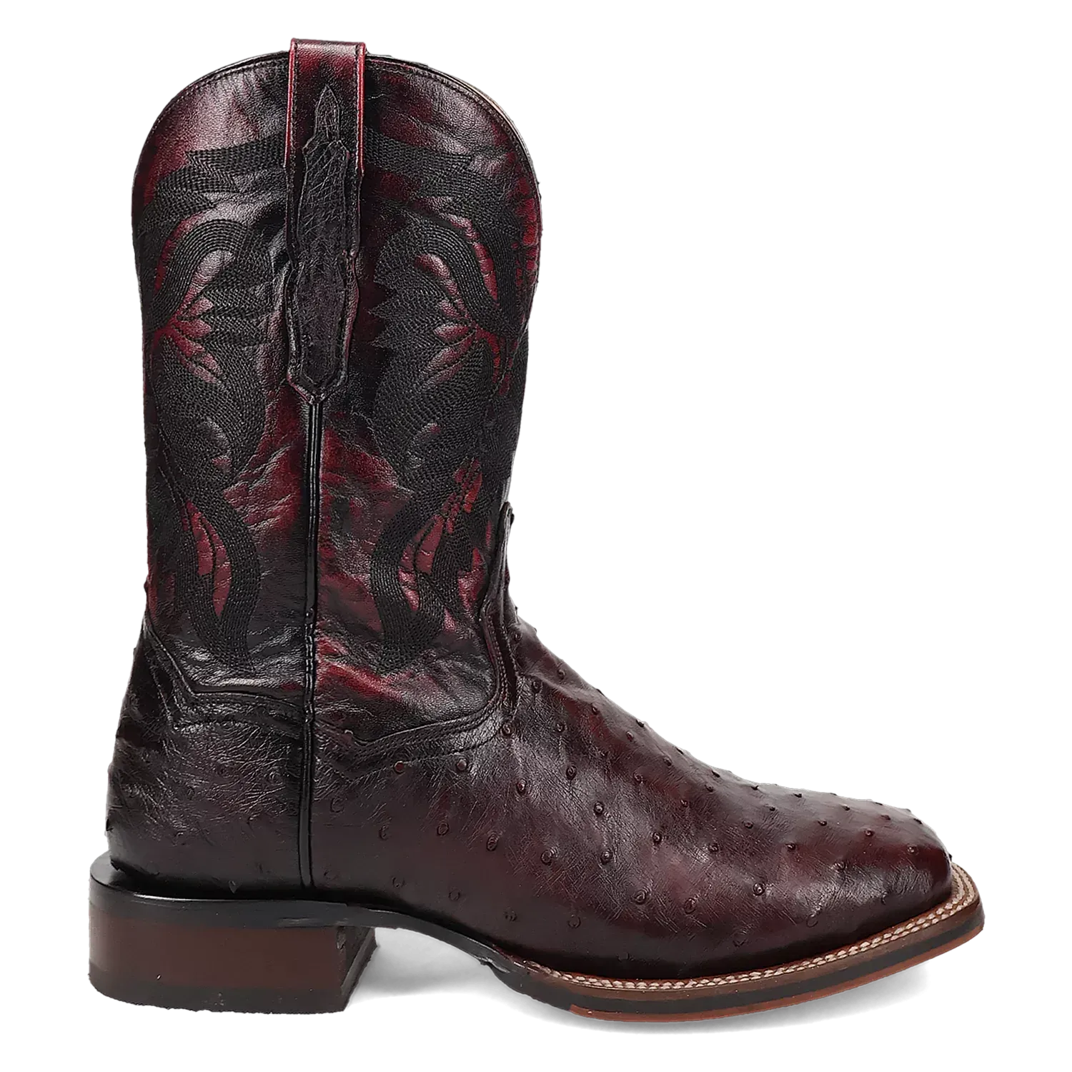 Dan Post Alamosa (Black Cherry)  - Men's Ostrich Skin Leather Cowboy Boots