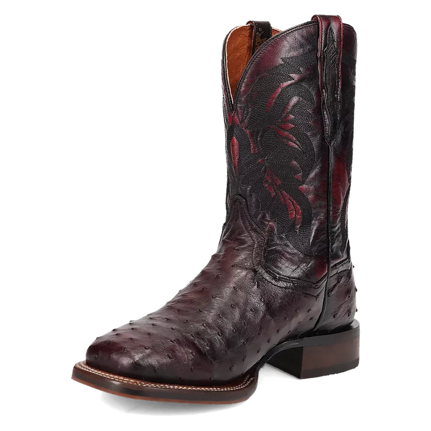 Dan Post Alamosa (Black Cherry)  - Men's Ostrich Skin Leather Cowboy Boots