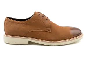 Debbano Raj Nubuck Leather Men's Derby Shoes, Derby Sneakers Plain Toe Derby with Cap Toe Effect, Derby Lace-Up, Tan  Derby Shoes, Casual Must Have