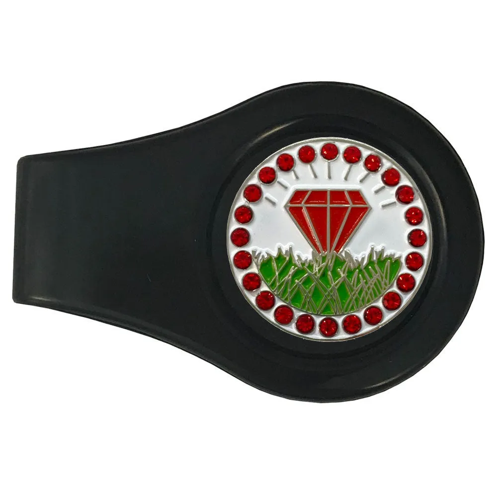 Diamond In The Rough (Red) Golf Ball Marker With Colored Clip