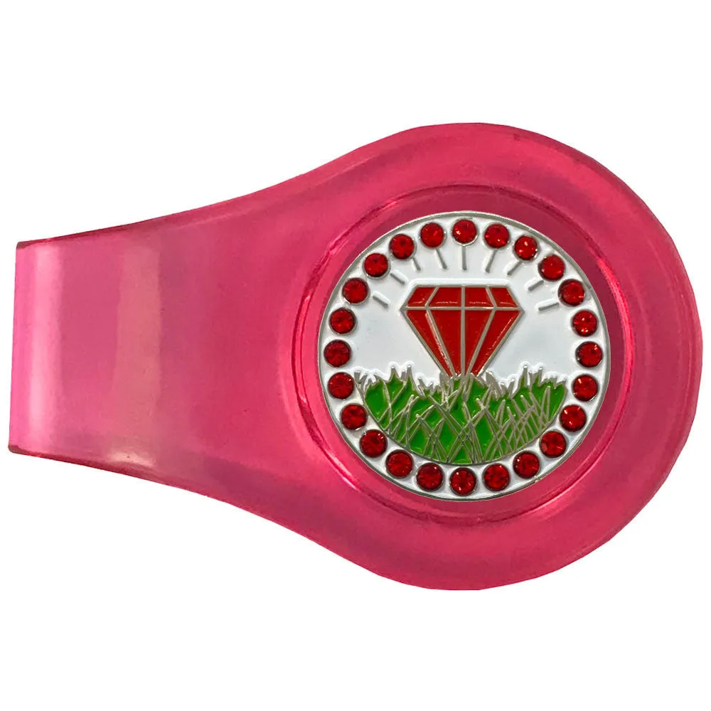 Diamond In The Rough (Red) Golf Ball Marker With Colored Clip