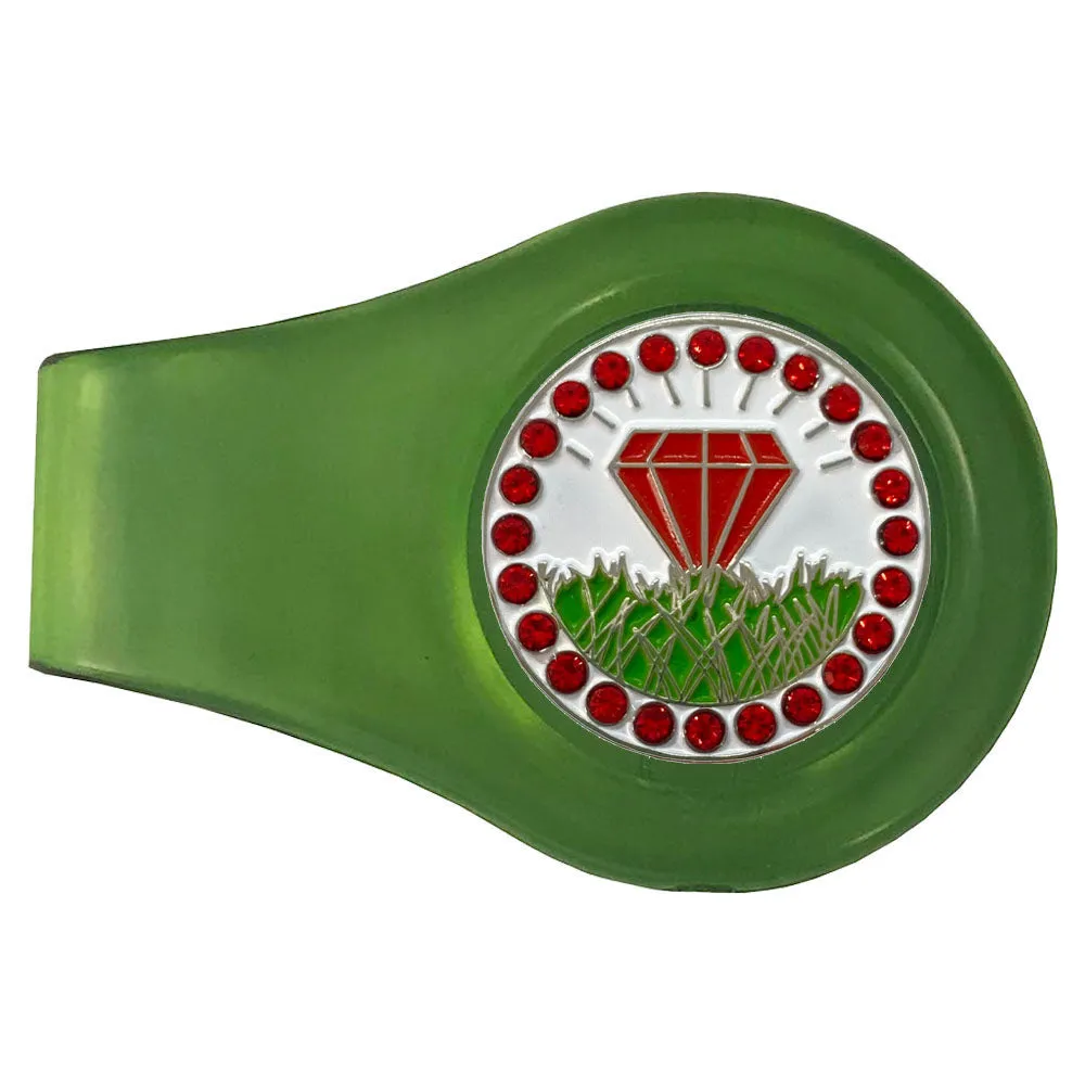 Diamond In The Rough (Red) Golf Ball Marker With Colored Clip