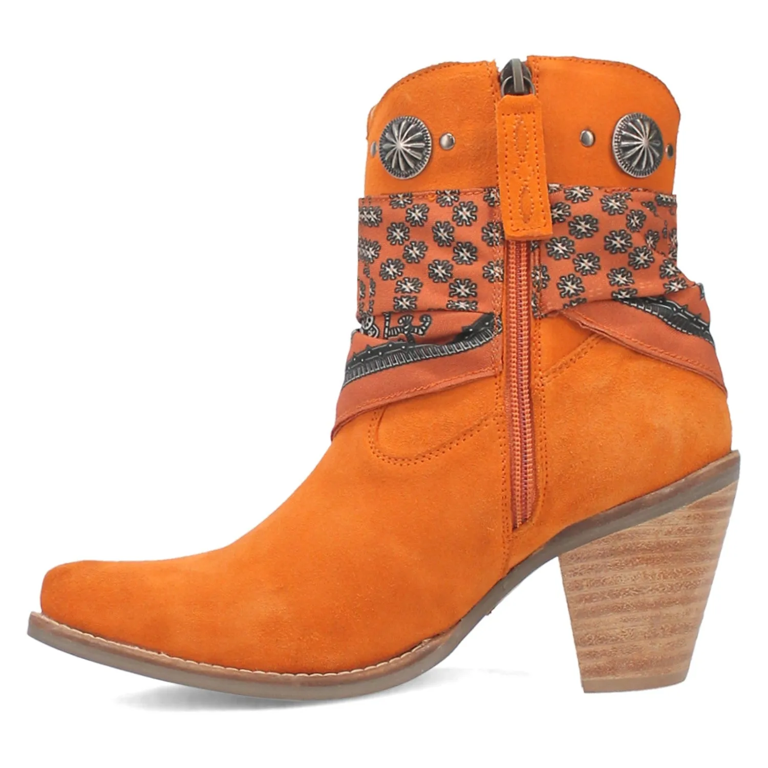 Dingo Women's Bandida Orange Leather Narrow Toe Boot DI184