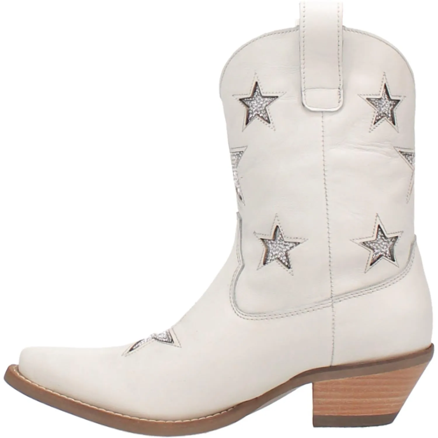 Dingo Women's Star Struck White Leather Narrow Toe Boot DI582