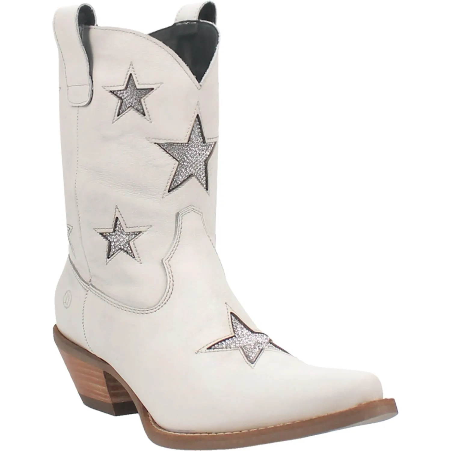 Dingo Women's Star Struck White Leather Narrow Toe Boot DI582