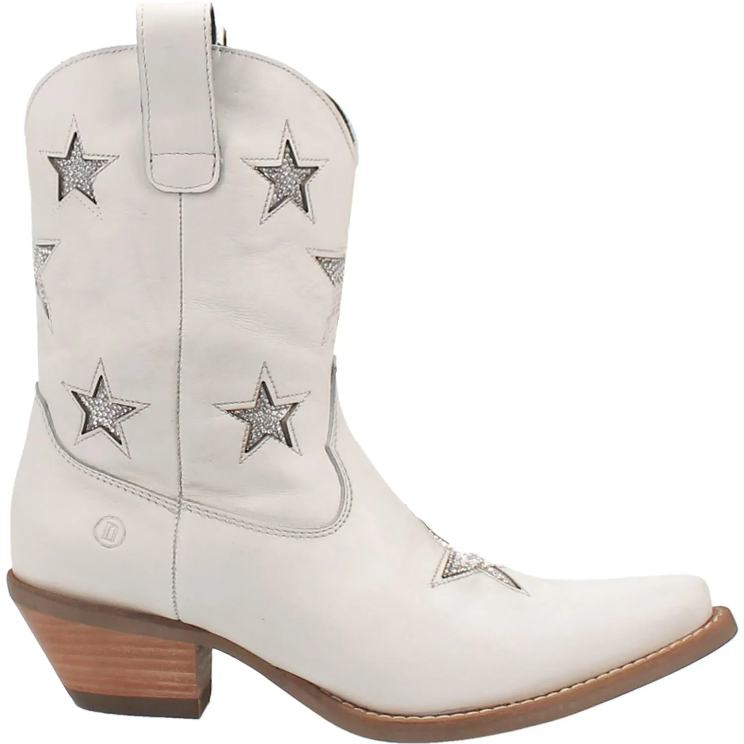 Dingo Women's Star Struck White Leather Narrow Toe Boot DI582