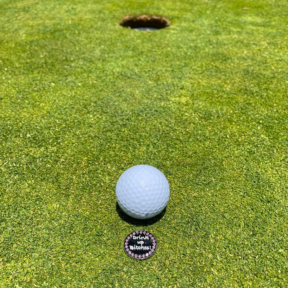 Drink Up Bitches Golf Ball Marker With Colored Clip