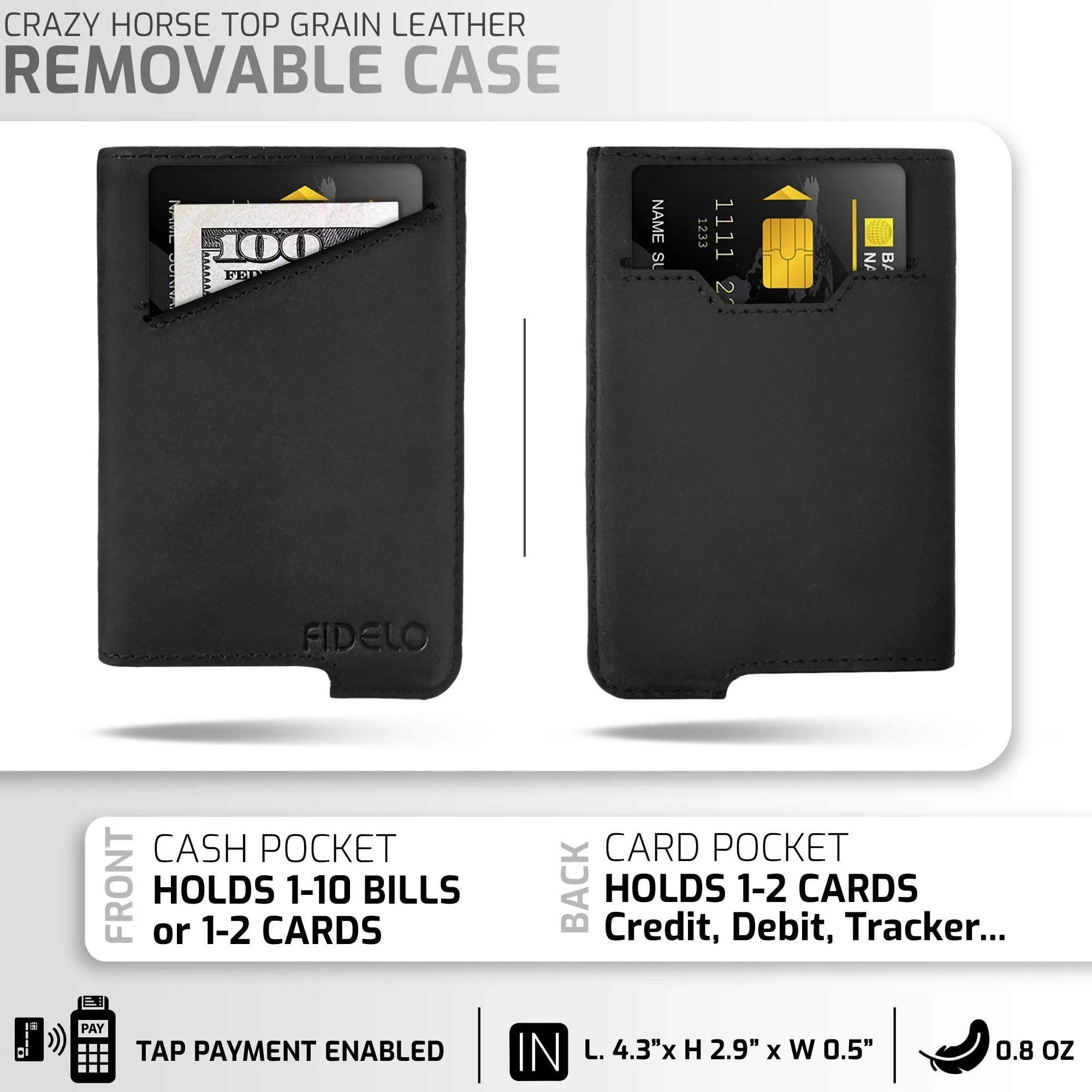 Fidelo Minimalist Wallet for Men - Slim Credit Card Holder RFID Mens