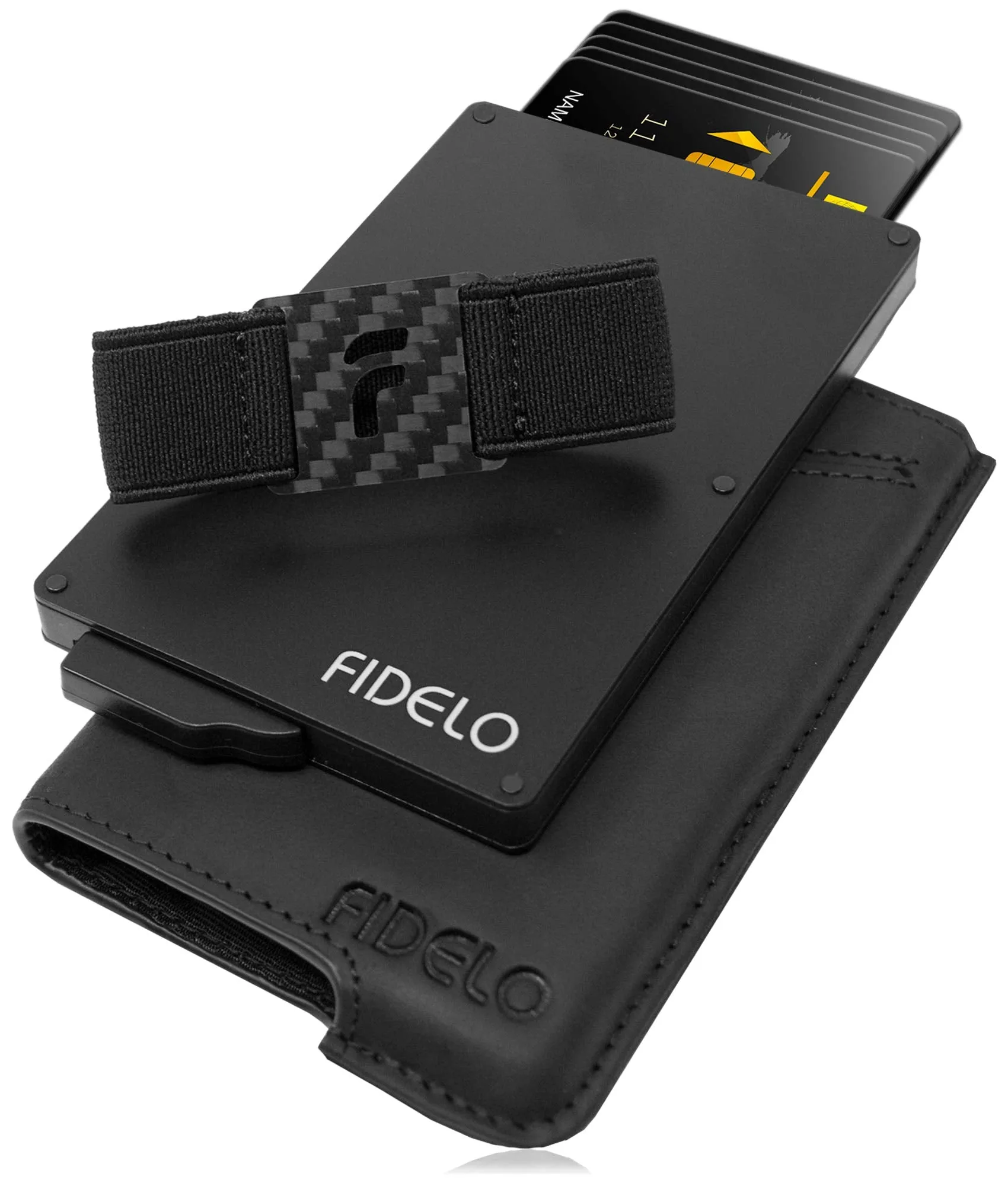 Fidelo Minimalist Wallet for Men - Slim Credit Card Holder RFID Mens