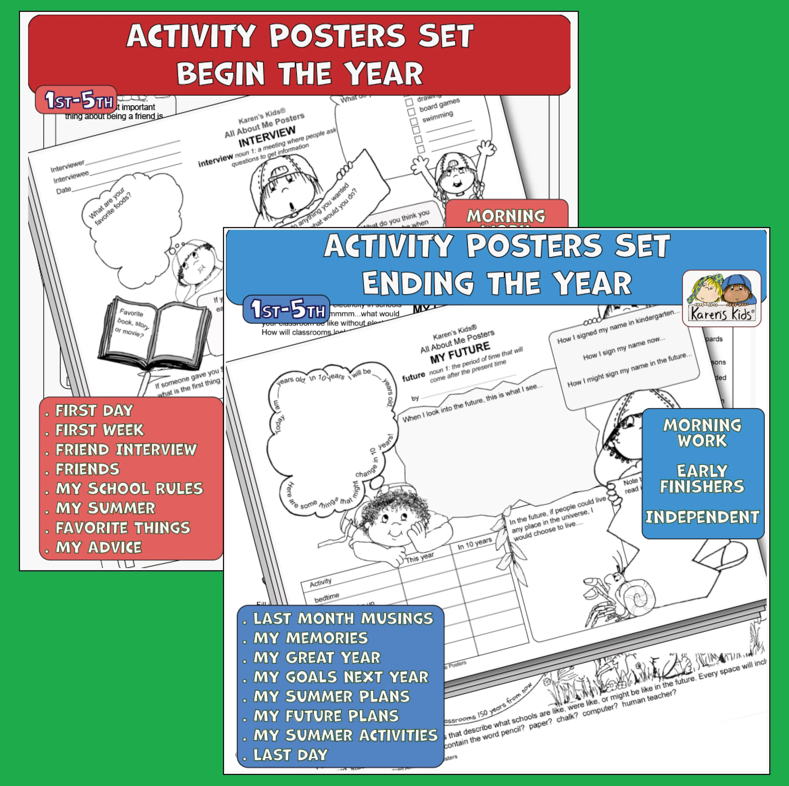 Fill-In All About Me Posters Bundle (Karen's Kids Printables)