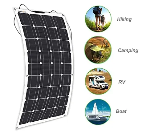 Flexible Solar Panel 100W 12V, Lightweight Bendable Mono Solar Panels Charger Off-Grid, Innovative New Strong Encapsulant for Hiking, Marine Yacht, RV, Boats, Cabin, Tent, Car, Trailer, Curve Surfaces