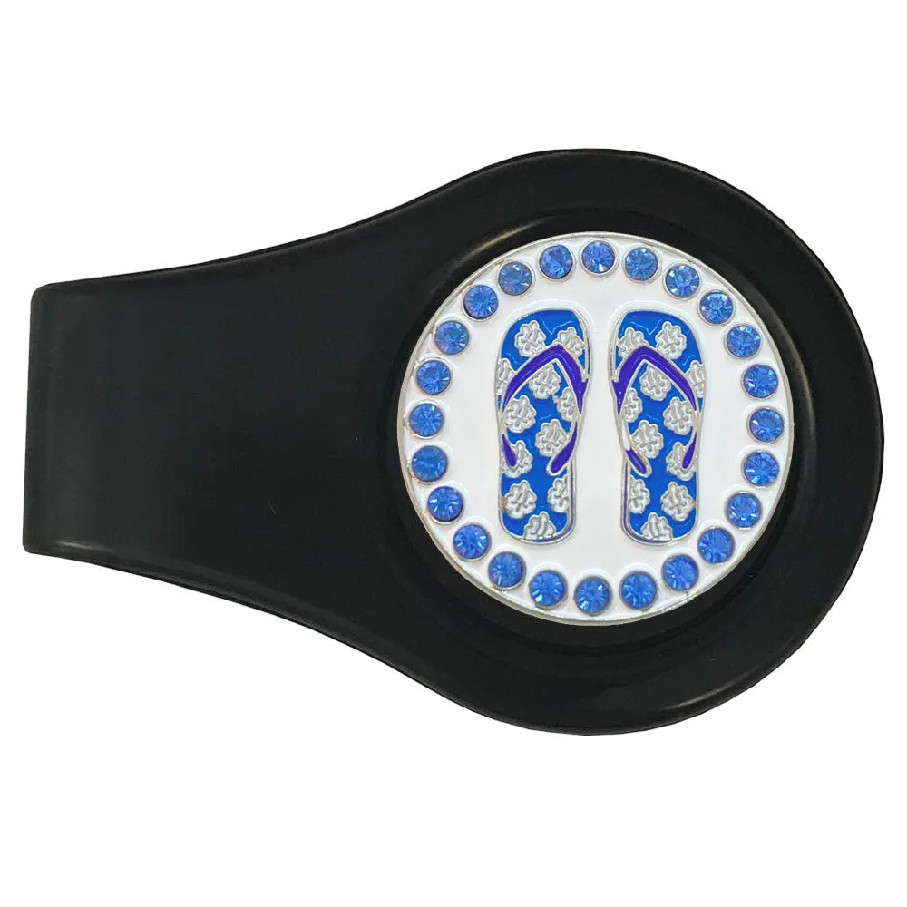 Flip Flops (Blue) Golf Ball Marker With Colored Clip