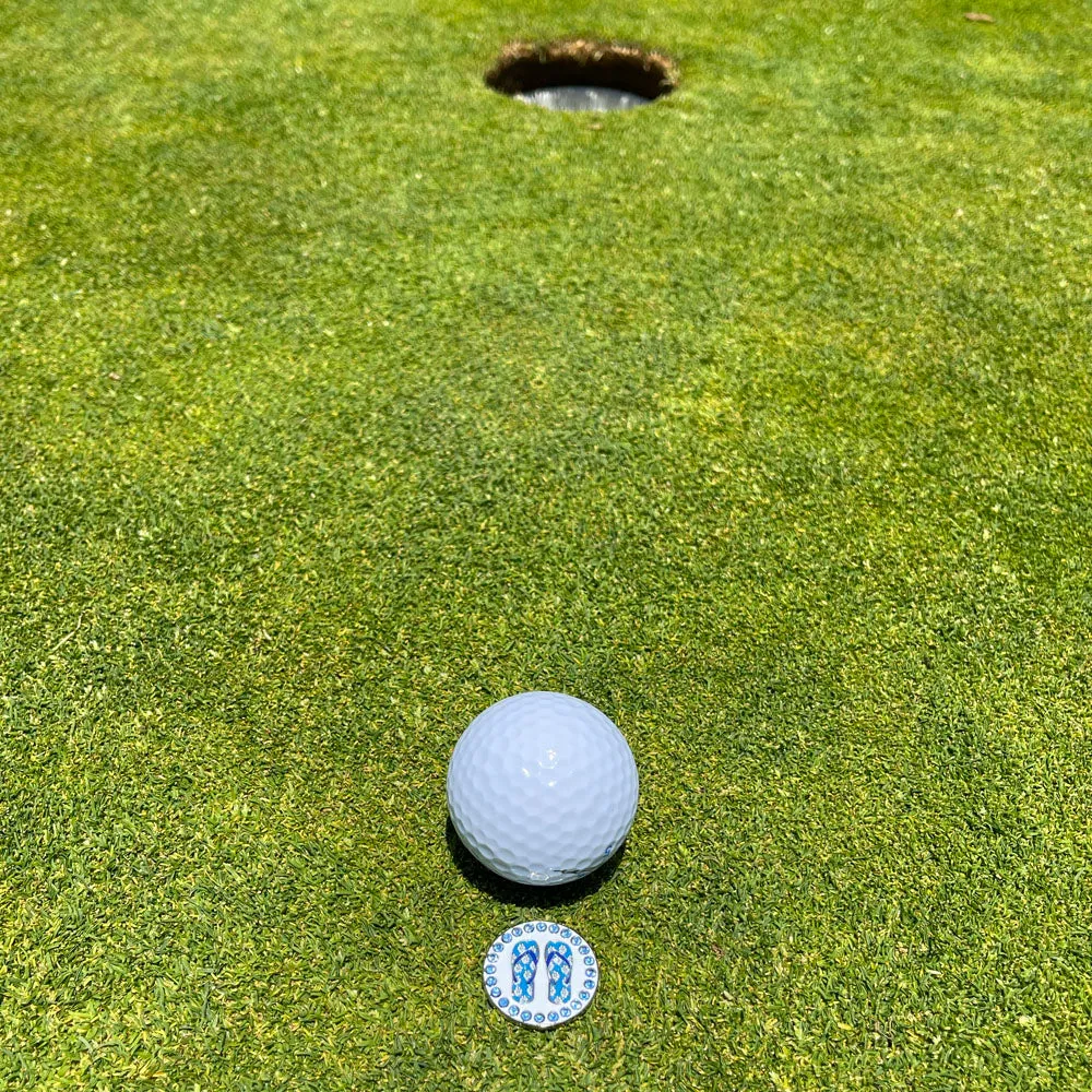 Flip Flops (Blue) Golf Ball Marker With Colored Clip