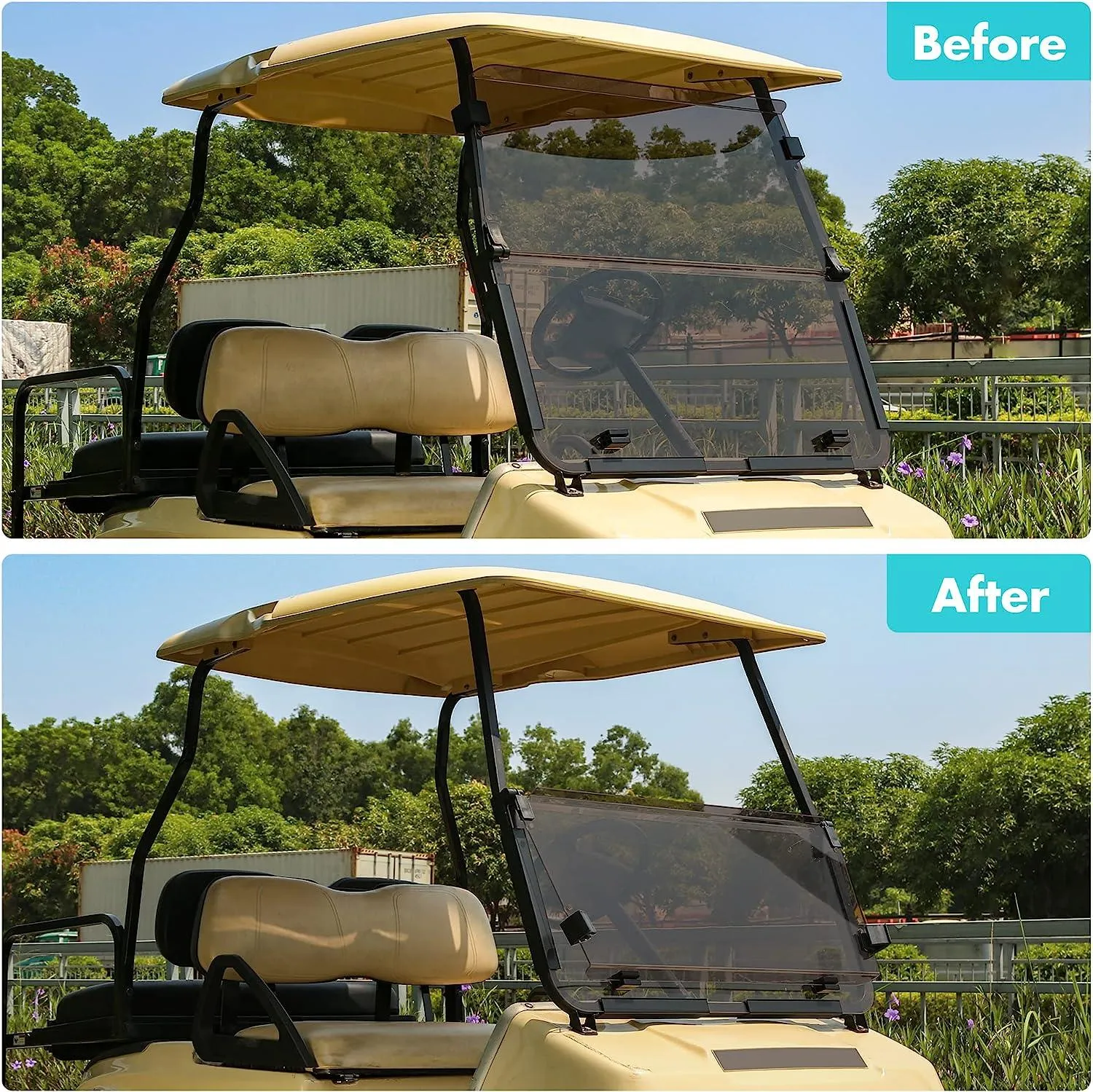 Foldable Sport Tinted Golf Cart Windshield for Club Car DS 1982-UP - 10L0L