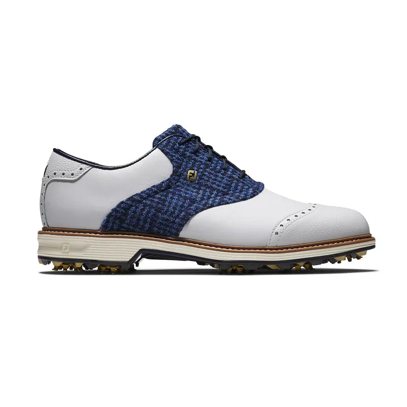 FOOTJOY Haris Tweed Wilcox The Open Men's Spiked Shoes (White/Blue)