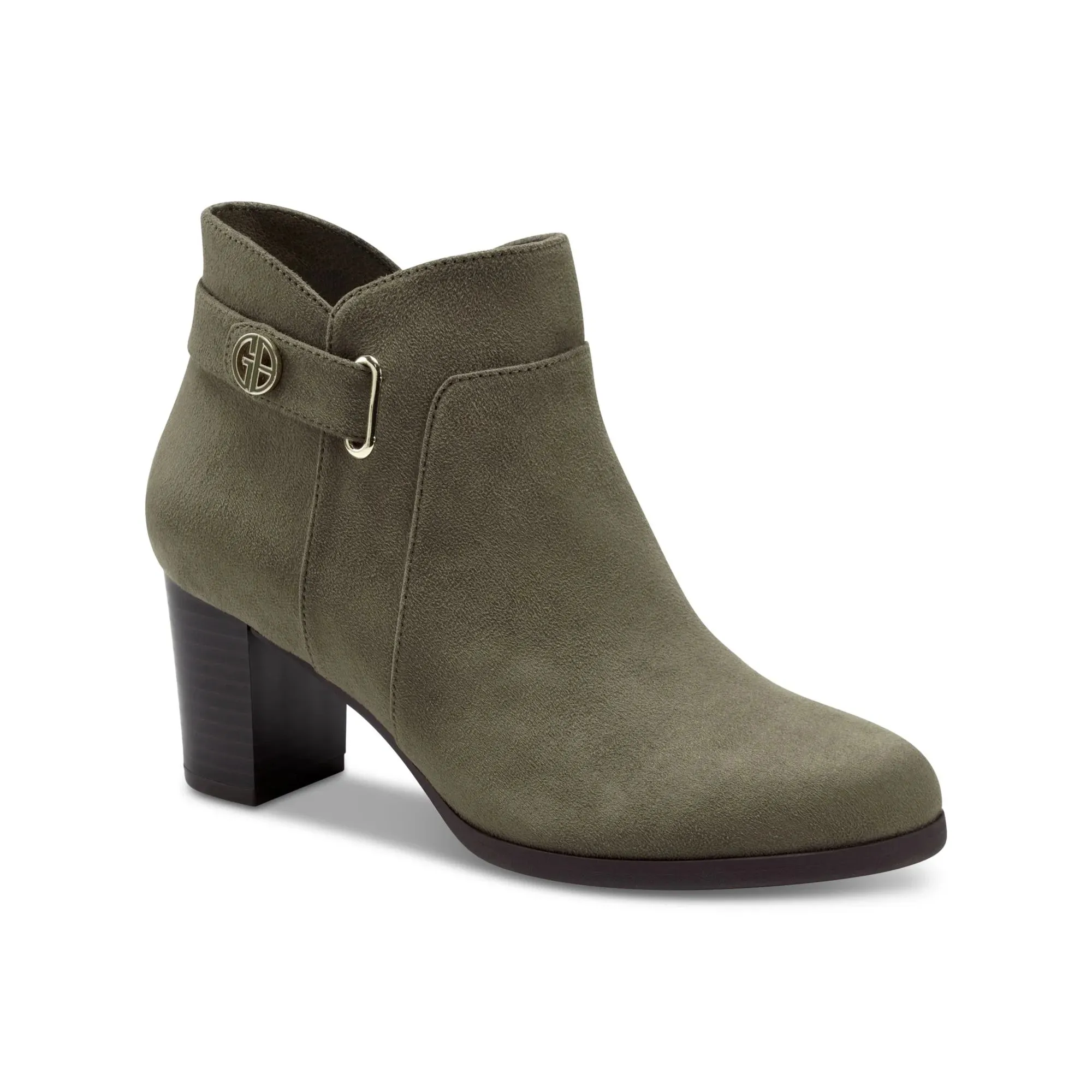 GIANI BERNINI -  Round Toe Block Heel Zip-up Booties