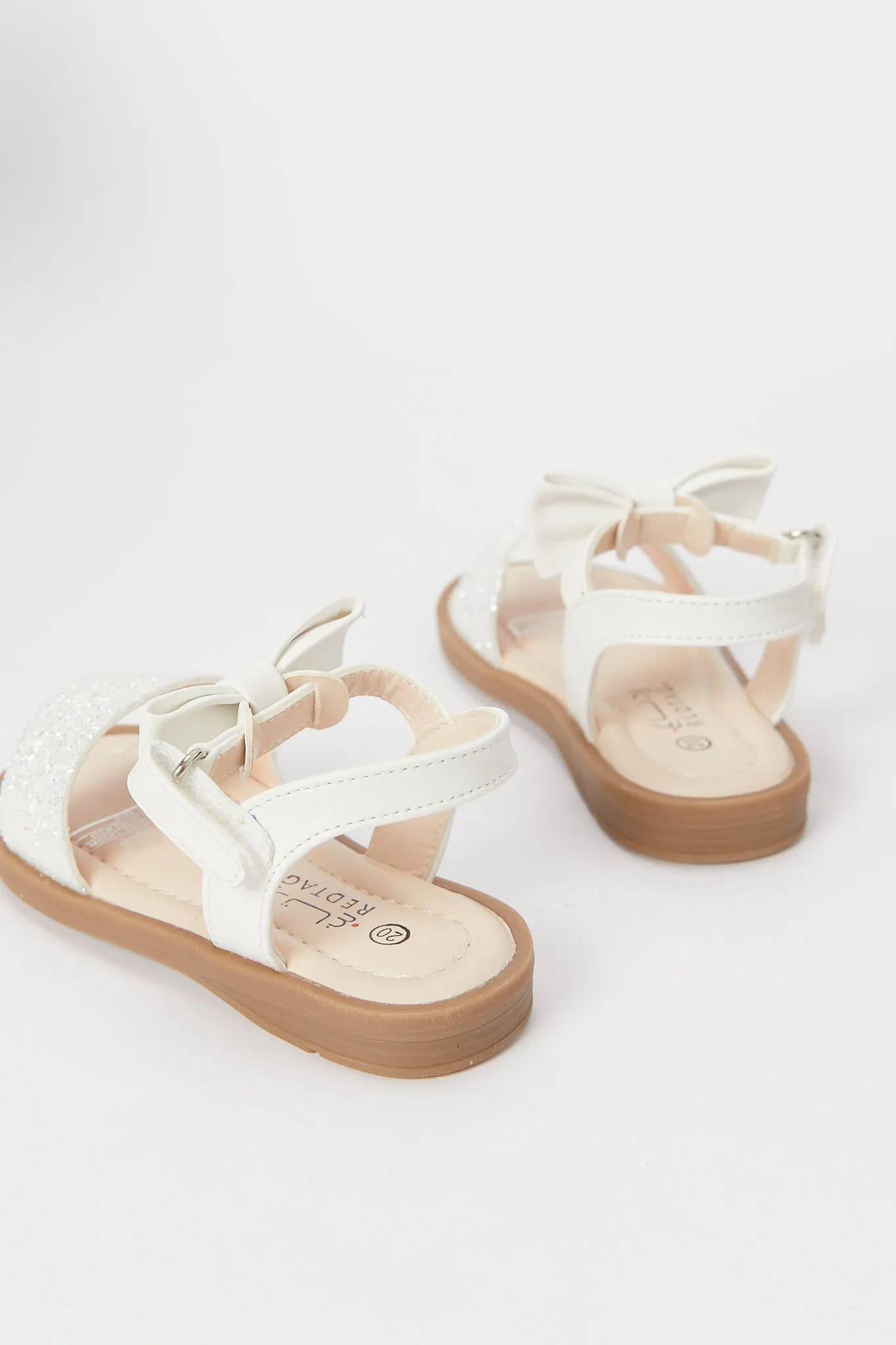 Girl White Bow Trim Sandal