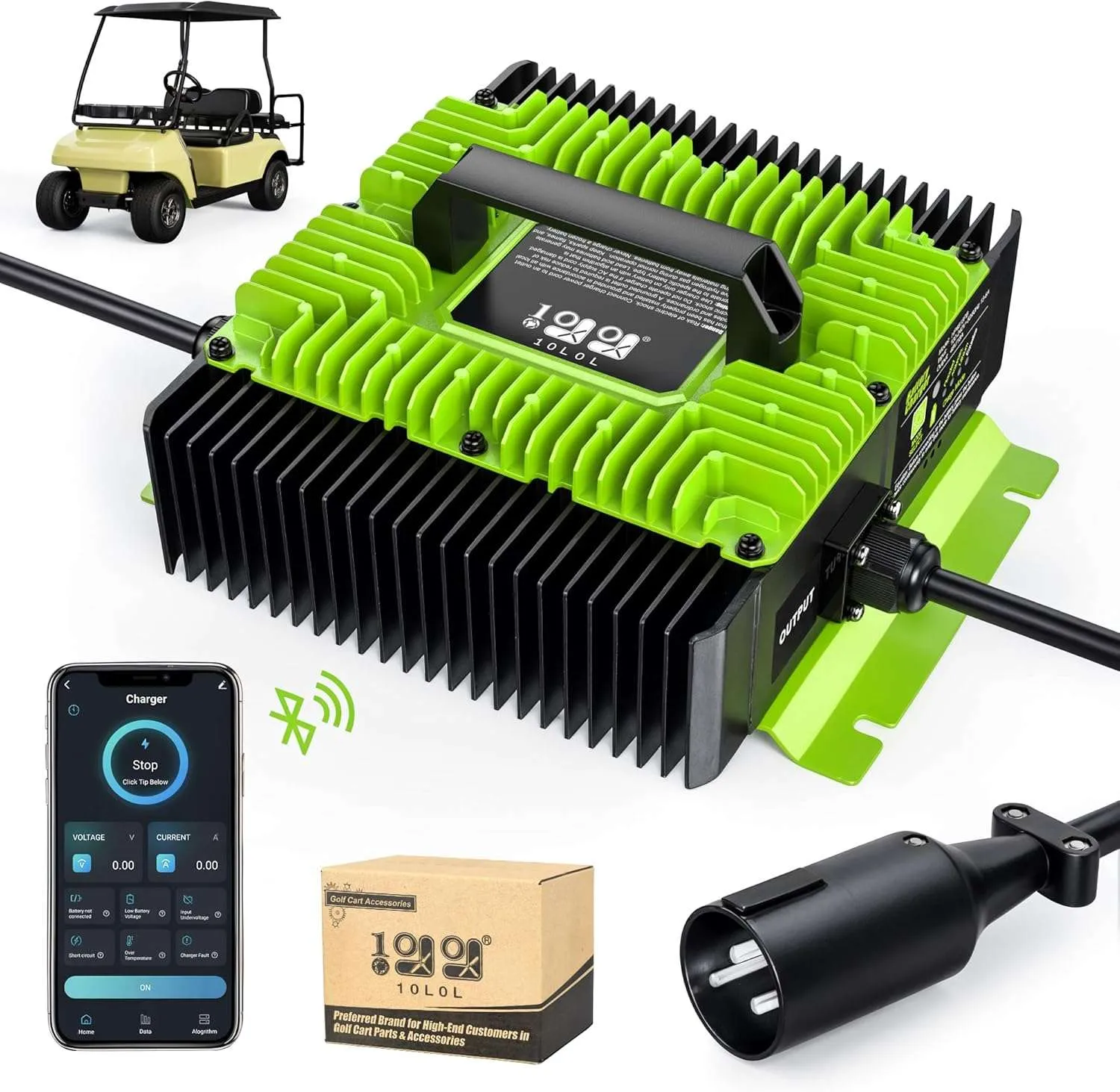 Golf Cart 18 AMP 36/48V Battery Charger with Bluetooth for EZGO Club Car Yamaha - 10L0L