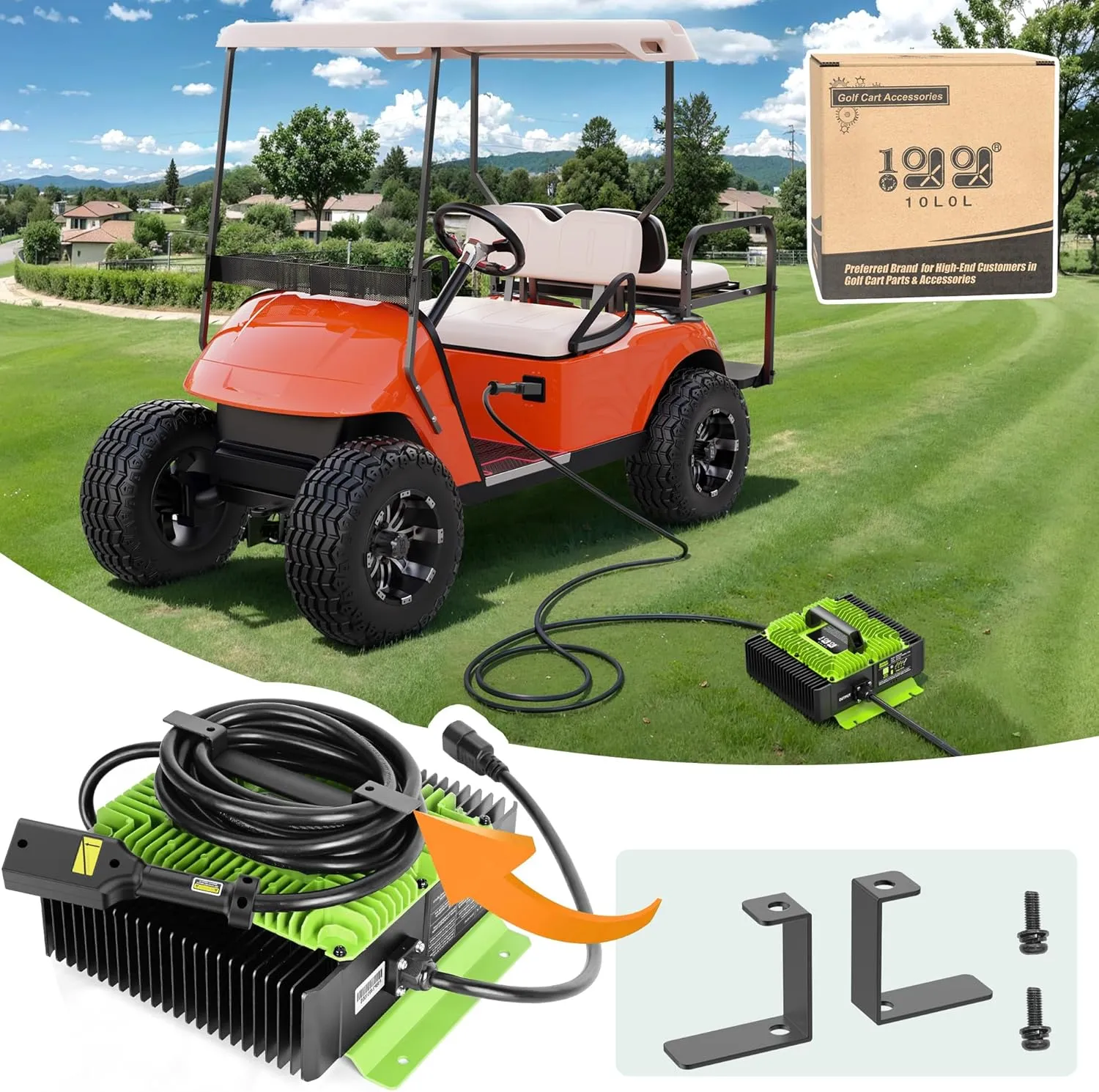 Golf Cart 18 AMP 36/48V Battery Charger with Bluetooth for EZGO Club Car Yamaha - 10L0L