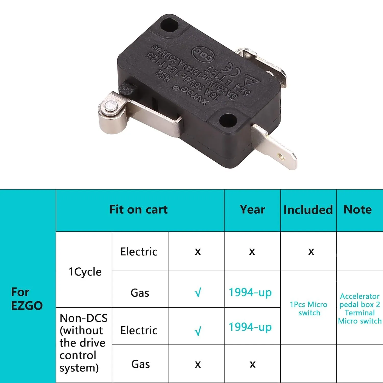 Golf Cart Accelerator Pedal Box Micro Switch for EZGO TXT 1994-up |10L0L