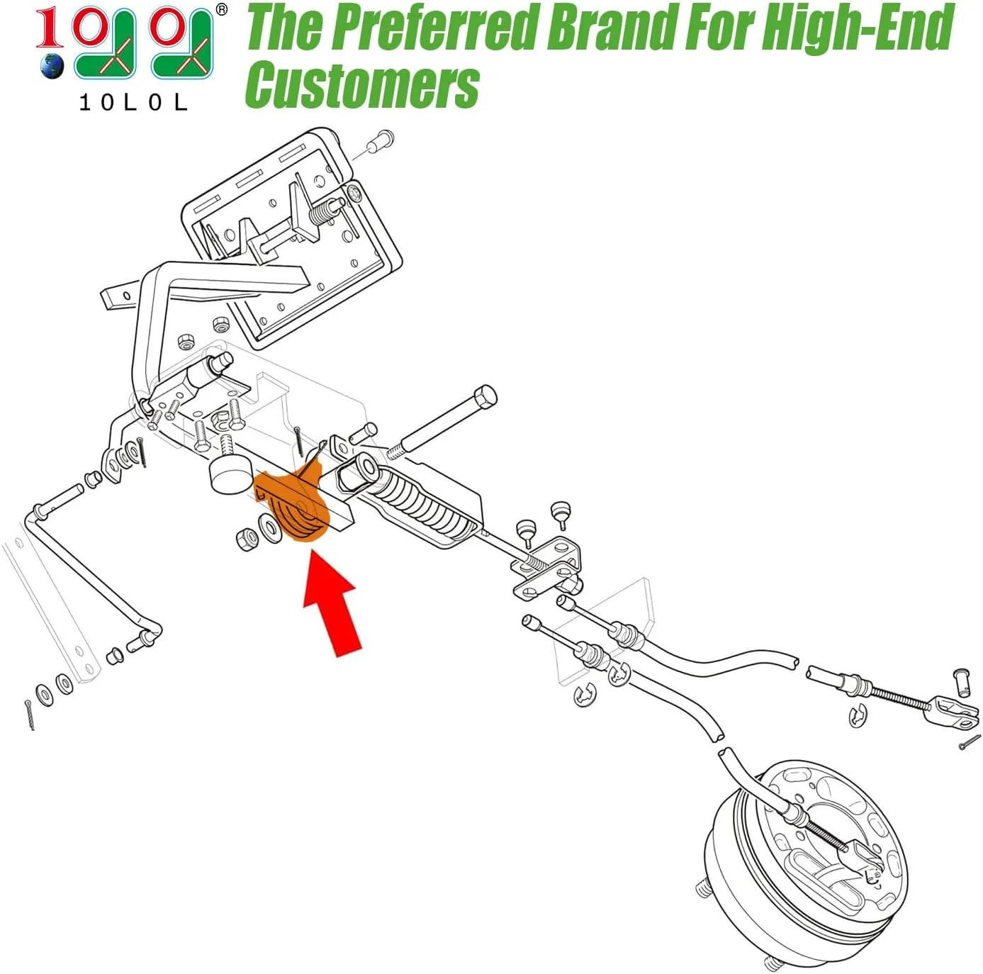 Golf Cart Brake Pedal Torsion Return Spring for EZGO TXT 1994-up Gas/Electric - 10L0L