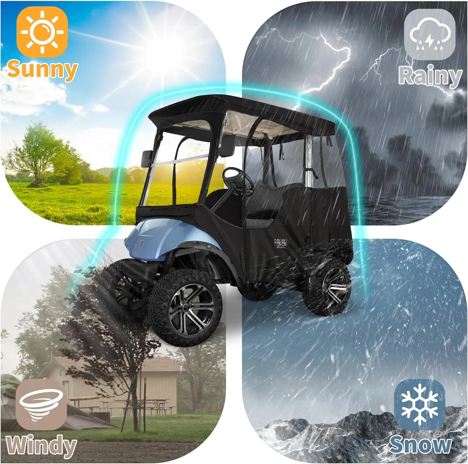 Golf Cart Cover with Door Rain Cover for Yamaha G14 G16 G22 G29 Drive 2 - 10L0L