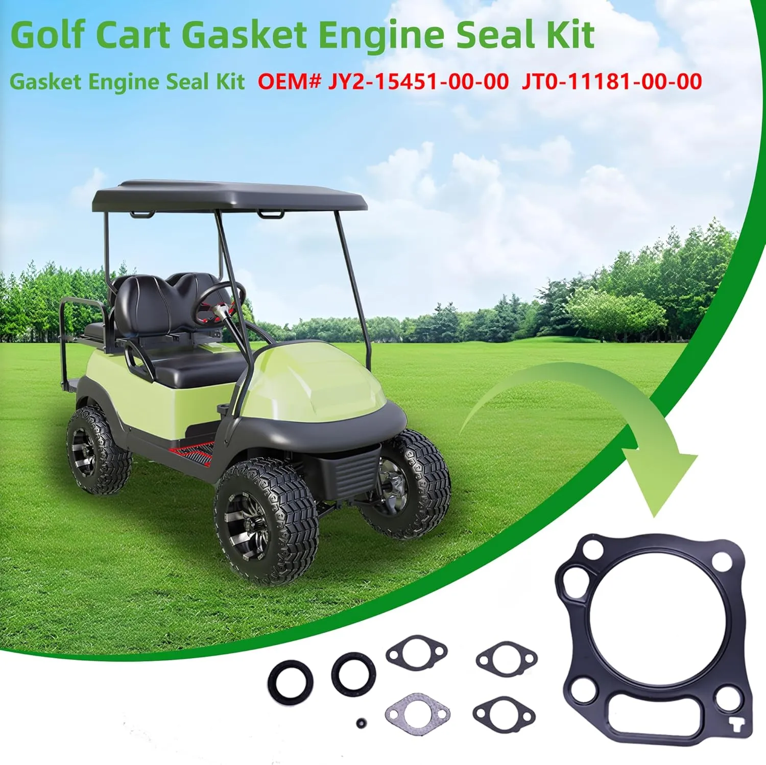 Golf Cart Engine Gasket Seal Ring Kit for Yamaha 2007-2013 - 10L0L