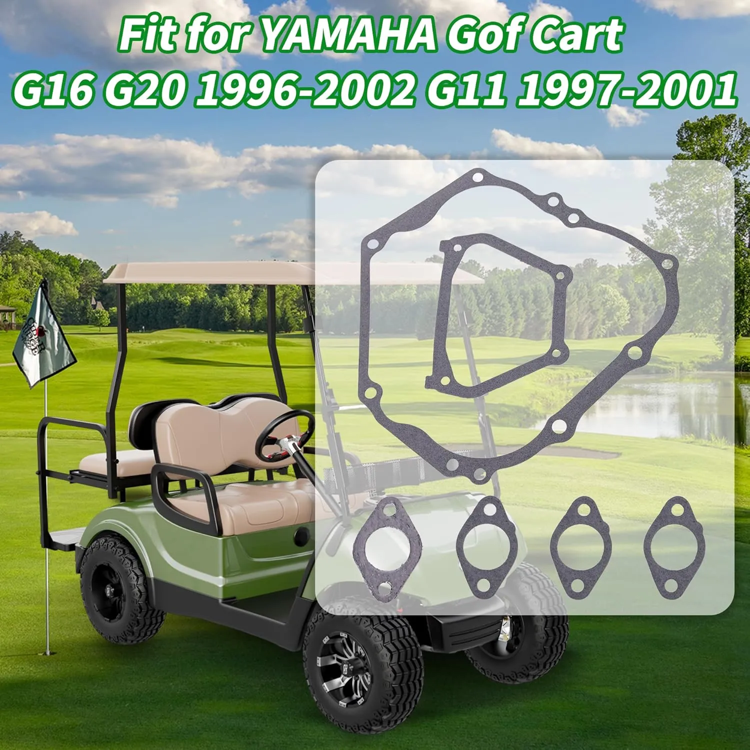 Golf Cart Engine Gaskets Seals Rings Rebuild Kit for Yamaha G16 G20 1996-2002,G11 1997-2001 - 10L0L