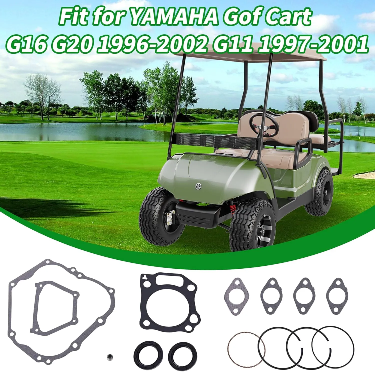 Golf Cart Engine Gaskets Seals Rings Rebuild Kit for Yamaha G16 G20 1996-2002,G11 1997-2001 - 10L0L