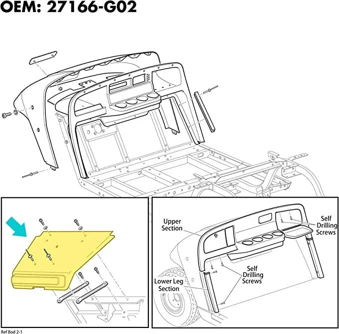 Golf Cart Front Guard Provides Extra Protection Fits EZGO TXT - 10L0L