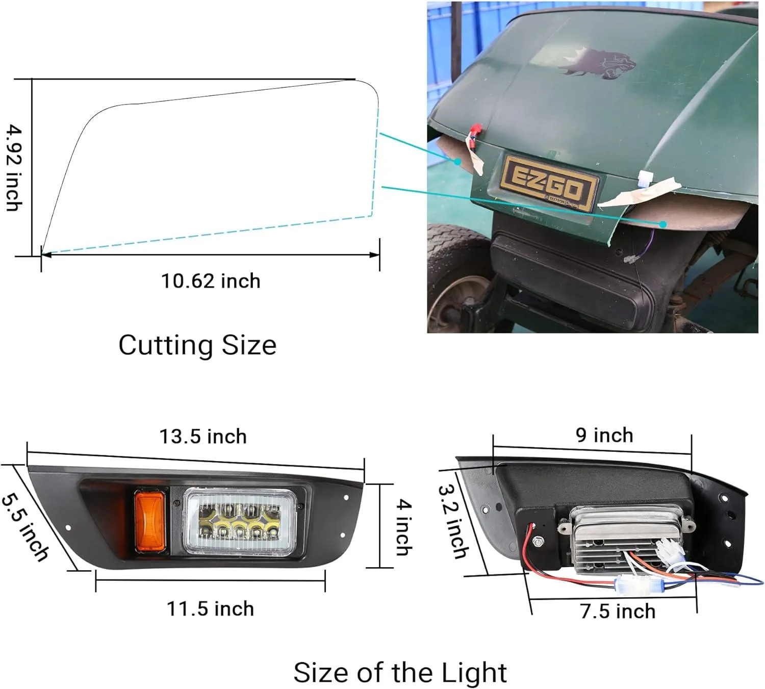 Golf Cart Headlights Taillights Kit for EZGO TXT 1996-2013 - 10L0L